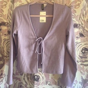 Lavender crop cardigan with one tie. Never worn